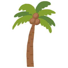 Coconut tree in cute cartoon-style illustration