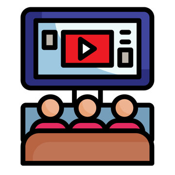 watching video on screen, three people clip art preview