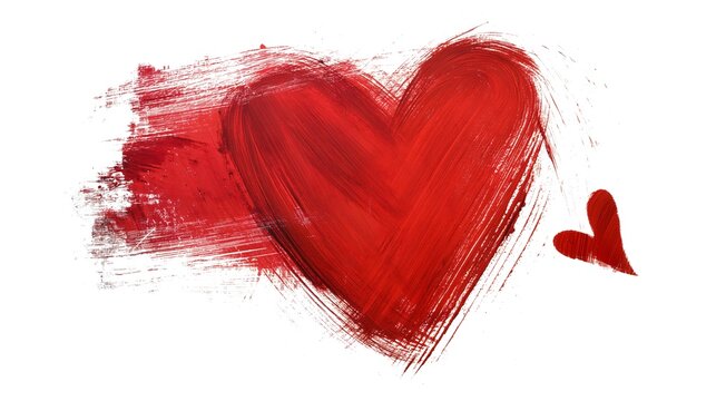Hand-Painted Red Heart with Brushstroke Effect on White