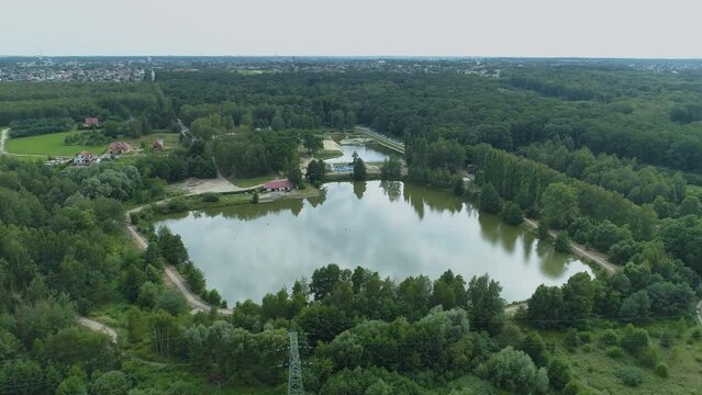 Beautiful Pond Malinka Zgierz Aerial View Poland