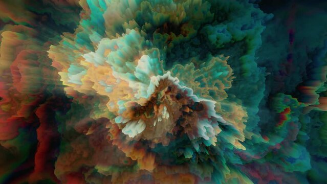 Abstract 3D loop of fractal turbulence. Pixel sorting. Glitch art.