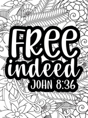 Christian Quotes Flower Coloring Page Beautiful black and white illustration for adult coloring book © MdRakibul