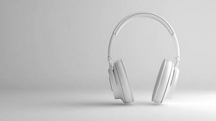 white headphones floating on white background, generative Ai