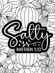 Christian Quotes Flower Coloring Page Beautiful black and white illustration for adult coloring book