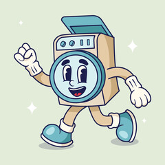 Washing Machine Mascot Illustration Walking