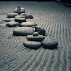 Fototapeta na wymiar Zen stones, sand background