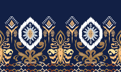 Hand draw Ikat floral paisley embroidery.geometric ethnic oriental pattern.great for textiles, banners, wallpapers, wrapping vector design.