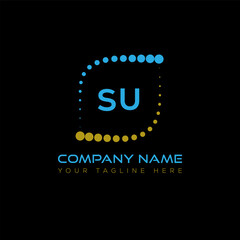 SU letter logo design on black background. SU creative initials letter logo concept. SU unique design.