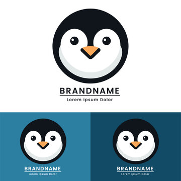 circle penguin logo design vector modern color mascot