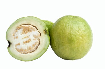 Organic Guava Fruit Isolated on White Background with Copy Space
