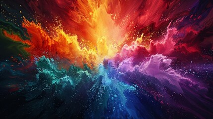 Abstract Color Collision, a Dynamic Mix of Cool and Warm Tones, colorful rainbow background
