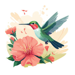 A charming hummingbird illustration hovering near a