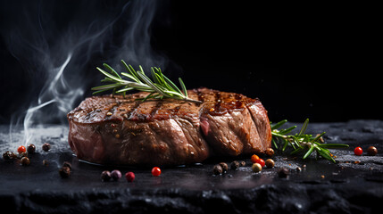 A steak with a fire sprinkles on it
 - obrazy, fototapety, plakaty