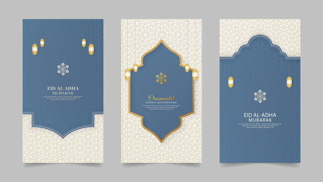 Islamic Arabic Realistic Social Media Stories Collection Template for Ramadan Kareem and Eid Mubarak