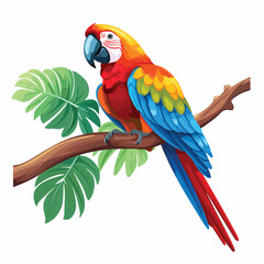 A colorful parrot illustration with bright plumage