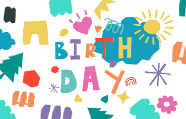 shape paper cut out background with colorful.illustration vector for horizontal kid design