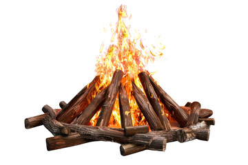 
Bonfire on white background first person view realistic daylight
