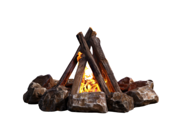 
Bonfire on white background first person view realistic daylight
