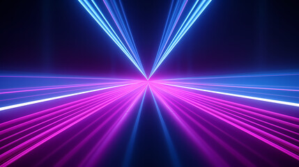 Fototapeta premium Modern corridor illuminated by neon lights