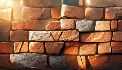 Brick wall texture illustration. Cracked bricks.
