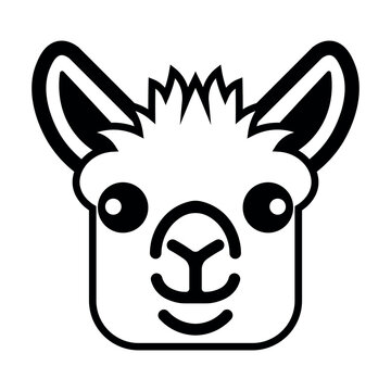 black vector llama icon on white background
