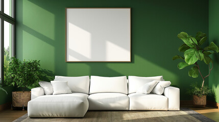 Diagonal photo of living room interior. Generative AI