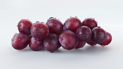 Fresh Dewy Grapes Bunch on a Pristine White Background
