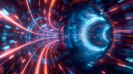 Fototapeta premium Futuristic Neon Tunnel Illumination