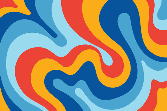 Wavy bold curved lines and squiggles ornament. brush strokes vector seamless pattern. colorful wallpaper.