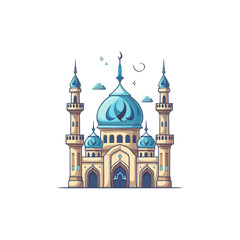 Mosque flat logo design vector illustration