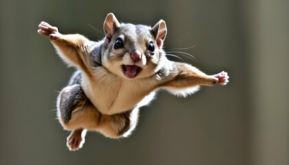 A Flying Squirrel With Its Fur Bristling In Excite