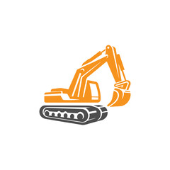 Simple Excavator Logo Flat Design Vector