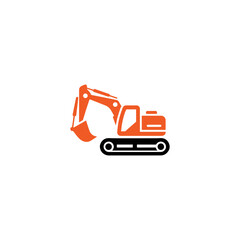Simple Excavator Logo Flat Design Vector