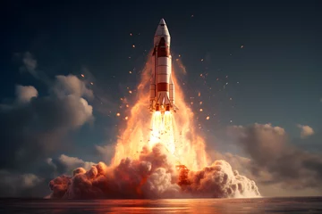 Foto op Plexiglas rocket go to the moon success strategy concept. © Mim 123