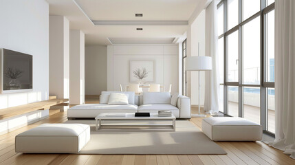 Minimalist modern bedroom interior. Generative AI
