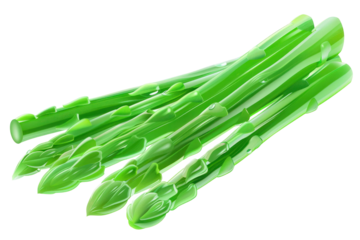 
Fresh green asparagus isolated on white background Realistic daytime first person perspective