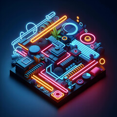 Obraz premium electronic circuit board with processor