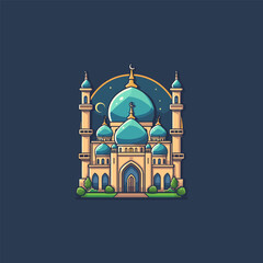 Mosque flat logo design vector illustration