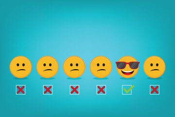 Naklejka premium Customer experience, satisfaction and excellent services rating. Feedback emotion scale customer symbols. Vector illustration.