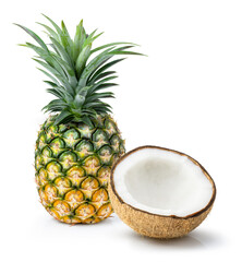 Pineapple and coconut isolated