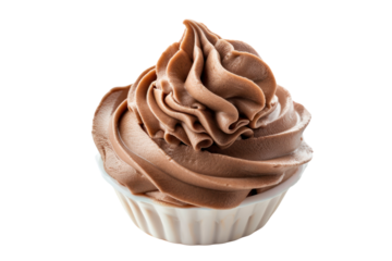 
Chocolate whipped cream isolated on white background Realistic daytime first person perspective