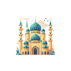 Mosque flat logo design vector illustration