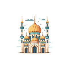 Mosque flat logo design vector illustration