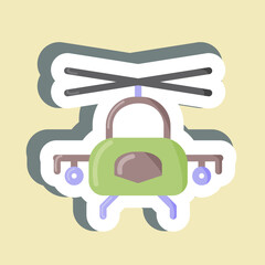 Sticker Military Helicopter. suitable for Education symbol. simple design editable. design template vector. simple illustration