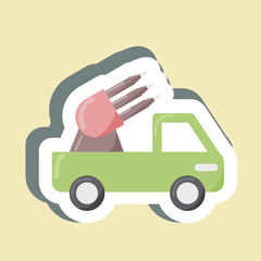 Sticker Missile Truck. suitable for Education symbol. simple design editable. design template vector. simple illustration