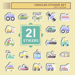 Sticker Set Vehicles. suitable for Education symbol. simple design editable. design template vector. simple illustration