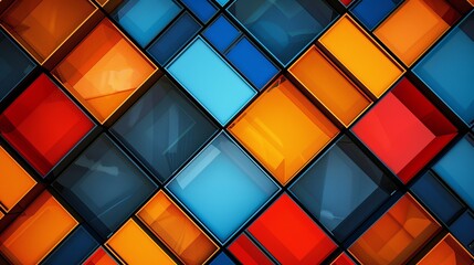 Colorful squares stained glass background geometric wallpaper 