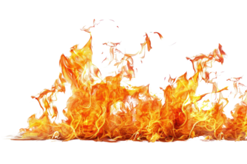 
Fire flames isolated on white background Real daytime first person perspective