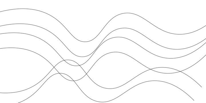 Abstract curved black long lines on white vector ilustration