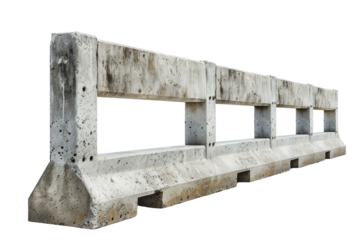 
Concrete barrier road fence (with clipping path) isolated on white background first person view realistic daylight